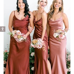 Revelry Skye Satin Dress in Rose Quartz NWT
